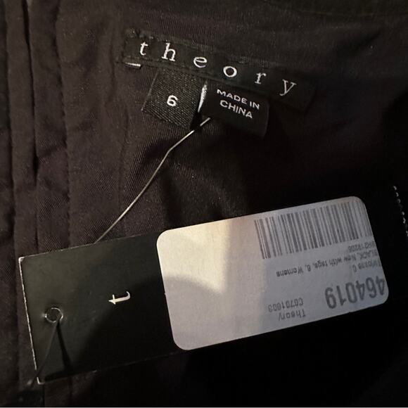 Theory Tirionne C Magistrate Charcoal & Black Leather Wool Sheath Dress Sz 6 NEW - Picture 7 of 12